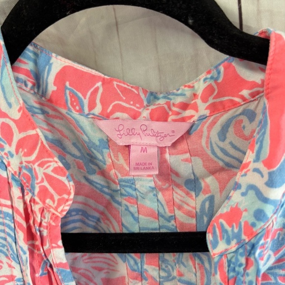 Lilly Pulitzer Sarasota tunic Is Summer Siren Floral Pink and Blue Women's Top M - Picture 3 of 7